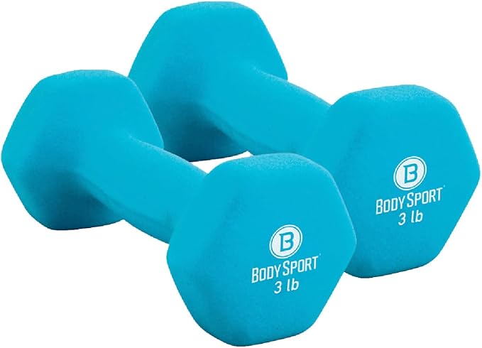 Body Sport Neoprene Dumbbell Weight - Latex-Free, Strength Training Equipment for Home Fitness & Gym Workouts