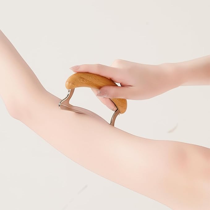 Greenstalk Stainless Steel Gua Sha Muscle Scraper Tool for Muscle Relief, Wooden Massage Tools,Body Guasha Tool, Portable Body Scrapers Tool for Neck, Back, Feet Recovery.