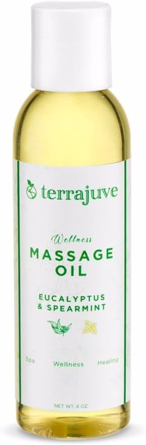 Terrajuve Aromatherapy Massage Oils Set Eucalyptus & Spearmint Pure, Organic, All-Natural Made in USA Relaxation and Stress Relief (4 Oz) Gift – Mother's Day Gift for Mom