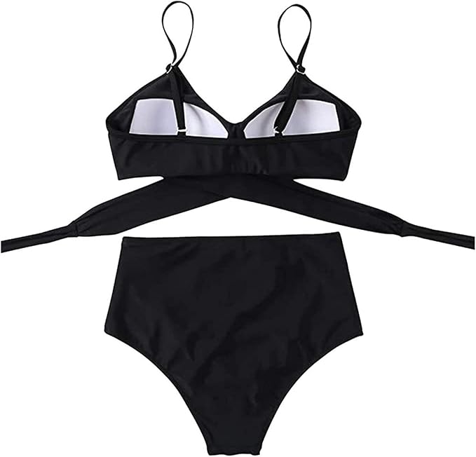Womens Front Cross Ruched Bikini Set Twist Wrap Swimwear High Waisted Bottoms Print Straps Push Up Swimsuits