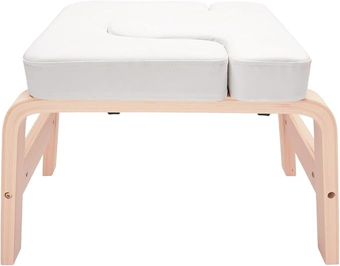 Yoga Headstand Stool, Solid Wood Yoga Inversion Bench with Detachable T-Shaped Block, Meditation Benches with Sponge Seat, for Yoga, Waist, Leg Exercises
