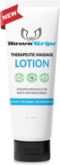 HawkGrips 8oz Therapeutic Massage Lotion for Massage Therapy, Unscented, Professional, Scraper Tool Massage Lotion, Deep Tissue, Cupping Therapy, Non-Greasy, Non-Staining, Shea Butter, Pack of 1