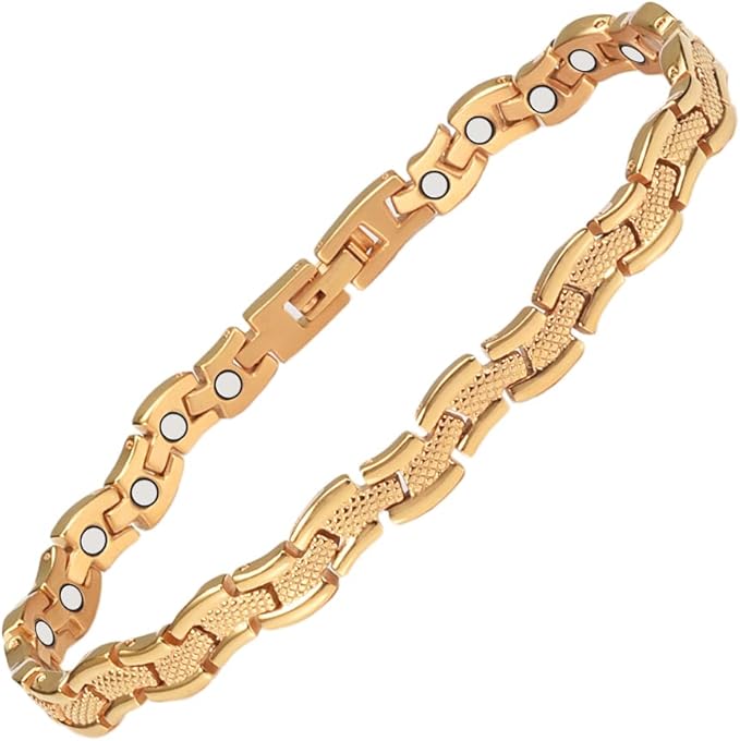 Magnetic Anklets for Women, 9.44inch Solid Pure Titanium Magnetic Ankle Bracelet, Fashion Jewelry Gifts（Gold）
