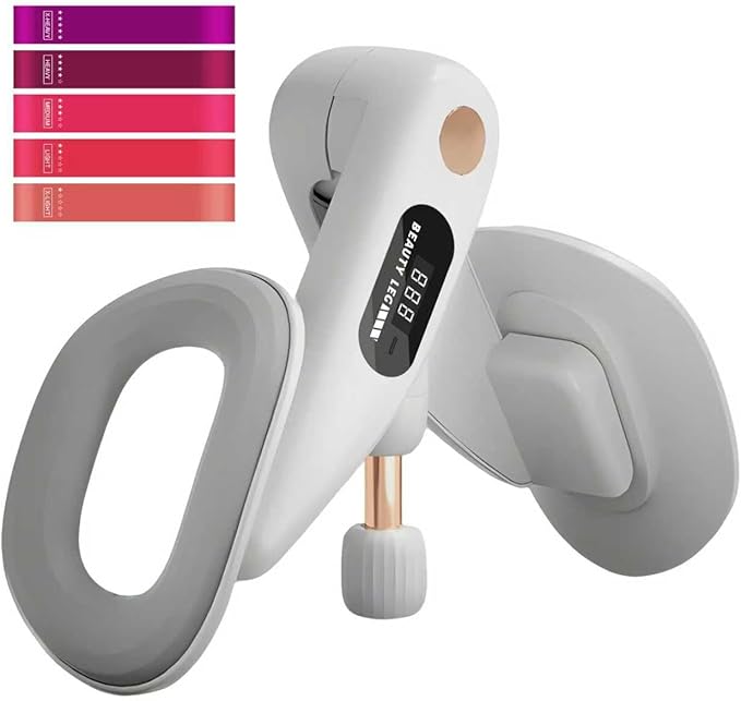 Thigh Master & Trainer, LED Counter Inner Thigh Exerciser for Women, 360° Kegel Exerciser, Pelvic Floor Muscle Devices for Hip Trimmer Leg Arm Workouts with 5-30LB Resistance Band