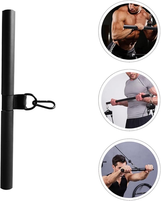 Biceps Pull Bar and Muscle Strength Rod Heavy Duty Steel Fitness Pull Down Bar with Extended Cable Attachment for Home Gym Strength Training Equipment
