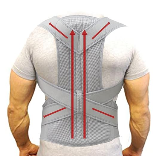 MBROS Adjustable Posture Corrector Lumbar Back Support Brace Breathable Deportment Corset for Spine Back Stretcher Orthopedic Back (Color : Black, Size : XL)