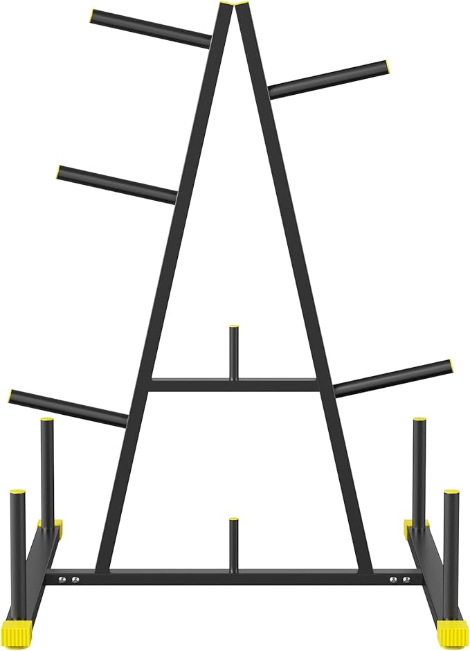Fitvids Weight Plate Tree - Heavy Duty 6-Peg Storage Rack Holder for Weight Plates & Barbells, Gym Equipment Organizer