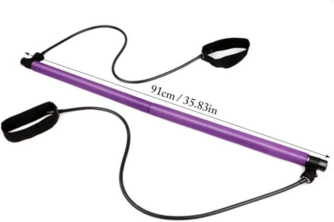 qiuqiu Pilates Resistance Band, Portable Yoga Exercise Pilates Rod Long Resistance Band,Yoga Exercise Rod Chest Expander, Fitness Equipment for Body parsimonious