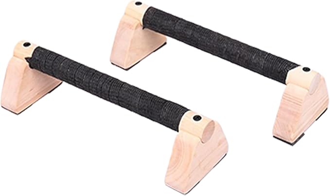 Push up Bars for Men - Parallettes Bars Pushup Handles Stands - 2X Workout Equipment with Ergonomic Wooden Grips for Calisthenics, Fitness Training