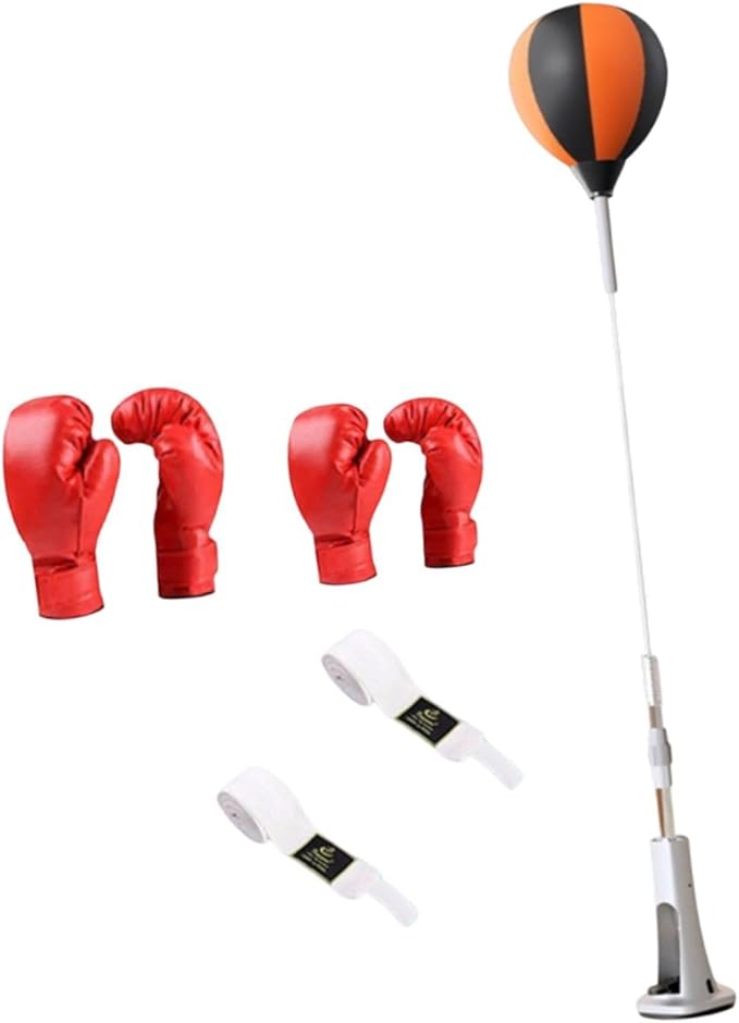 Boxing Reaction Ball Target with Gloves Vertical Agility Floor Standing Boxing Equipment Speed Ball for Fitness MMA Home Gym