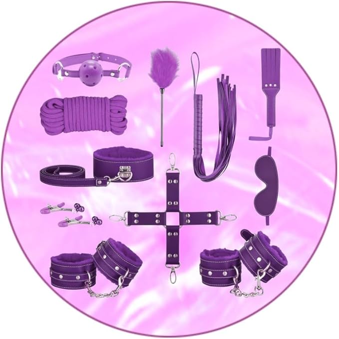 Delicate Plush Stretching Belt Set+Cute Hip Accessories, Multi Functional 11 Piece Set for Bed Putra (Purple) - Y6