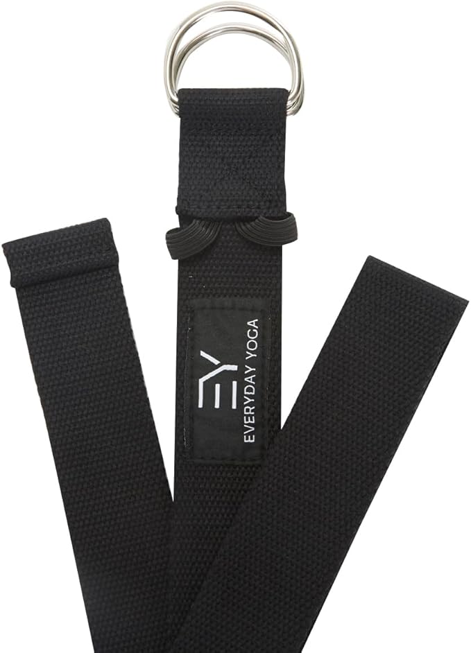 Everyday Yoga Strap with Metal D-Ring - Durable Stretching Strap for Yoga, Pilates, Flexibility & Physical Therapy (6ft, 8ft, 10ft)
