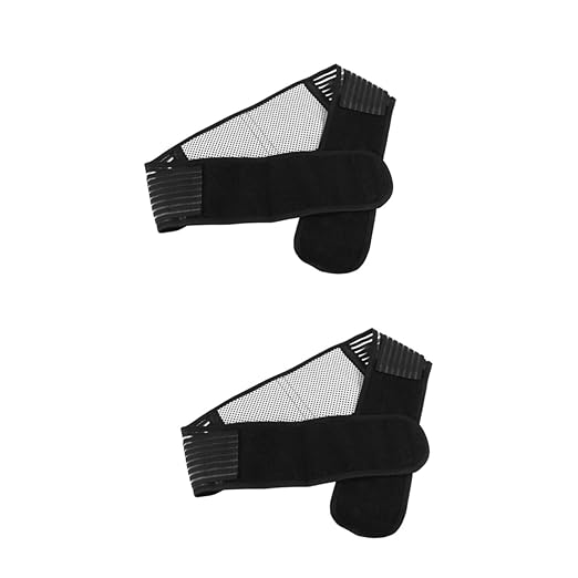 Mobestech 2pcs Portable Adjustable Magnetic Therapy Back Support Belt Self-heating Lumbar Brace for Lower Back Unstretched Fits Waist Breathable Black Design