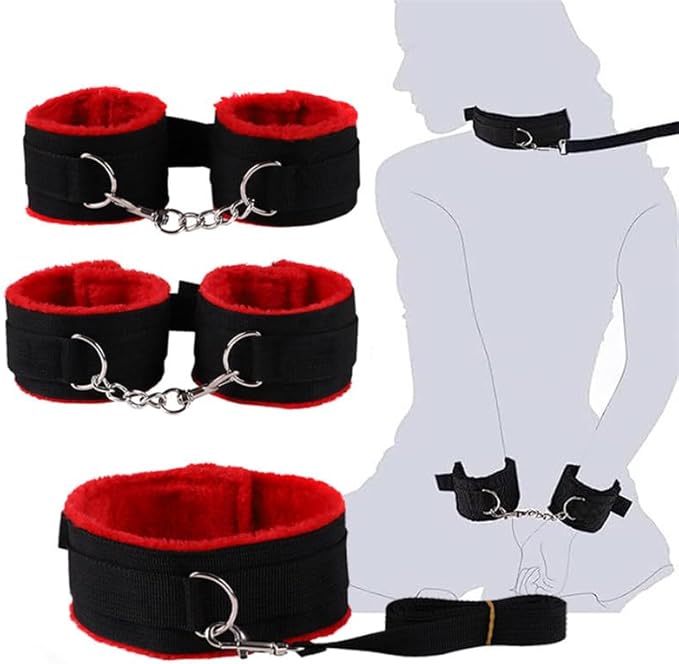 Erotic Strap 7-Piece Yoga Pilates Trainer Kit, Adjustable Accessory for Full Body Exercises at Home - Q (Red) -E12C25