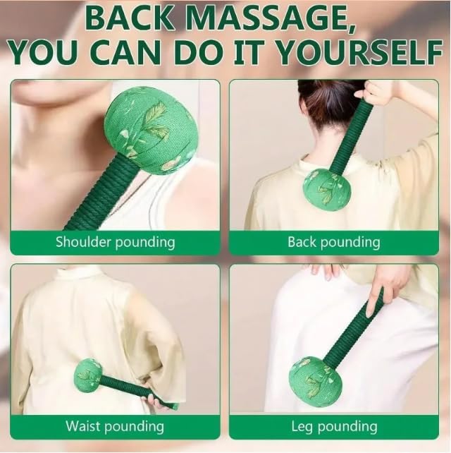 Lymphatic Drainage Massager，Mugwort Massage Hammer Herbal Wormwood Massage Tool Meridian Tapping Stick，Manual Full Body Back Shoulder Neck Relief, Muscle Stress Reduction Wormwood (Pink, 31CM)