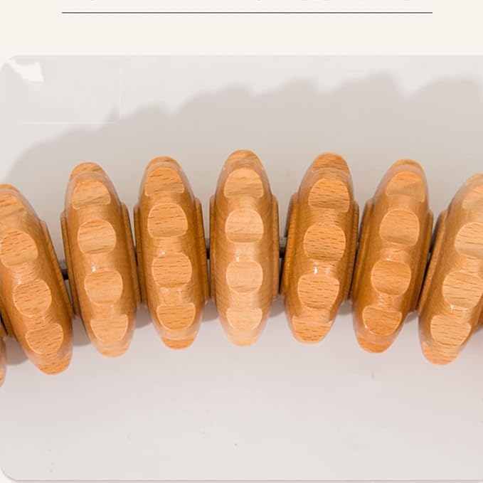 Wooden Cellulite Massage Roller for Legs and Thighs,Handheld Fascia Blaster Tool for Muscle Relief, Lymphatic Drainage Body Sculpting Anti Cellulite Massager for Women and Men (12 Wheel)