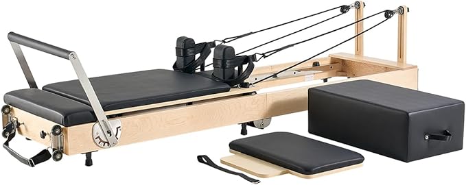 VEVOR Pilates Reformer Machine, Pilates Workout Equipment for Home Gym Studio Use, Pilates Reformer with Sitting Box and Jumpboard，fit for Beginners & Advanced Users