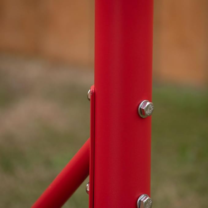 Titan Fitness Outdoor Power Tower, Red, 4-Stations-in-1, Pull-Up, Dip, Knee Raise, Push-Up Stations