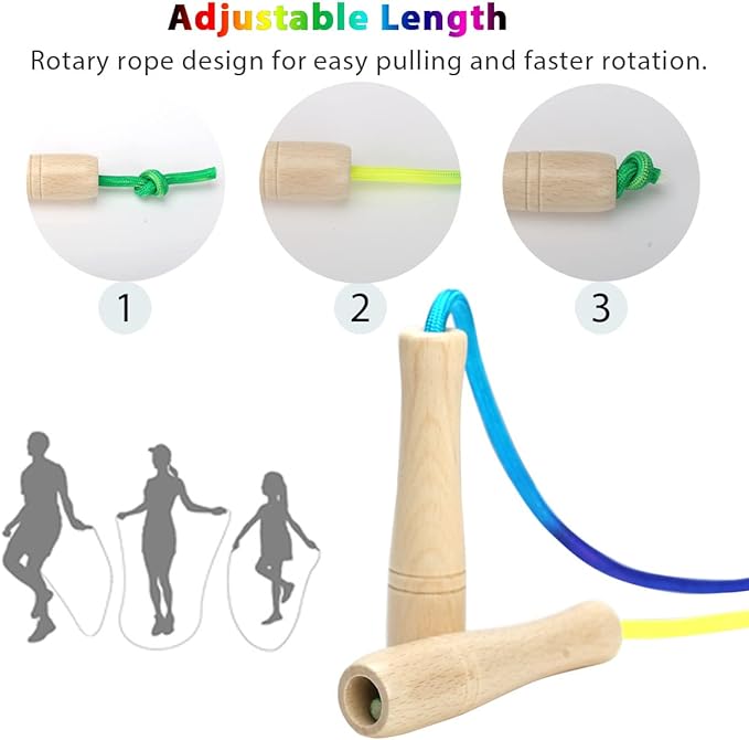 Jump Rope for Kids, Adjustable Toddler Jump Rope with Wooden Handle and Cotton Rope, Cute Skipping Rope for Boys and Girls Fitness Workout Exercise 8.5 Ft(Pink)