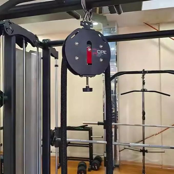 Metal Rope Resistance Trainer, Suspension Climbing Rope Machine for Upper Body Strength & Endurance, Manual Adjustable Pulley Cable System for Home and Gym