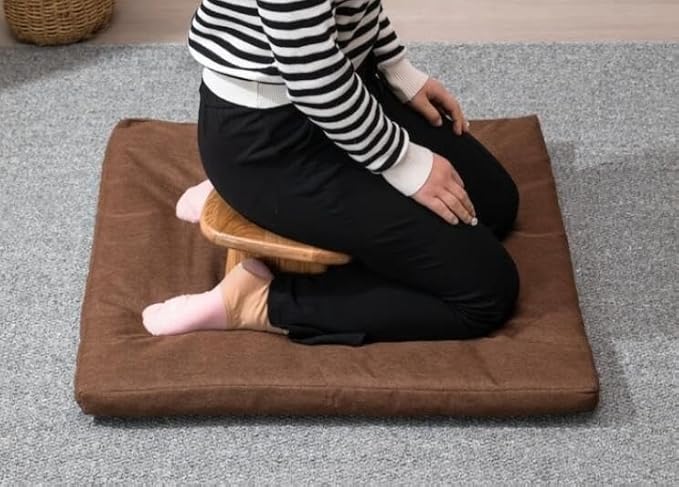 Luxurious Butterfly Meditation Bench Solid Oak Wood Wooden Kneeling Ergonomic Seiza Seat Yoga Stool Seiza Prayer Bench (Natural Finish)