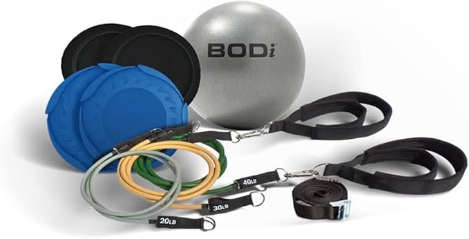 Track Pilates Home Workout Kit – Full-Body Resistance Band System with Door Anchor, Pilates Straps, Core Ball & Slides with Booties – Strength Training & Core Sculpting Set, at-Home Fitness Equipment