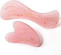 Scienlodic 2 Pcs Gua Sha Massage Tools for Face & Body (Pink, Resin) - Guasha Scraping Tool for Jawline Contouring, Puffiness Reduction, Neck, Shoulders, Arms & Calves Relaxation