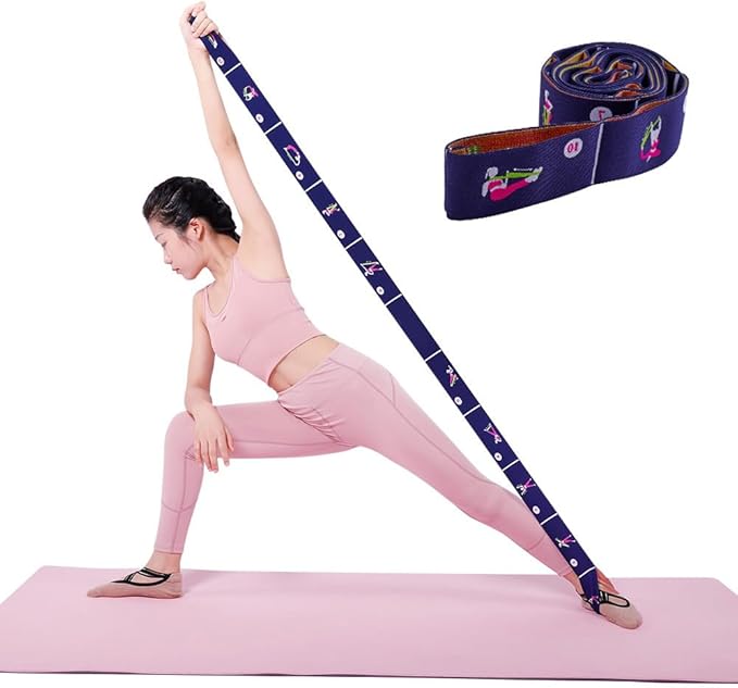 Extra-Wide Yoga Stretch Straps with 11 Loops - Adjustable & Reinforced Stretching Bands for Pilates, Dance, Gymnastics & Physical Therapy, Premium Home Training Equipment