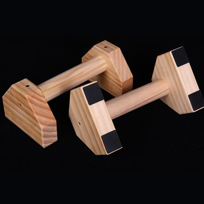 Milisten Pine Wood Push-up Stands 30cm Pair, Home Arm Exercise Push-up Bars Trainer for Indoor Strength Training and Muscle Fitness Equipment