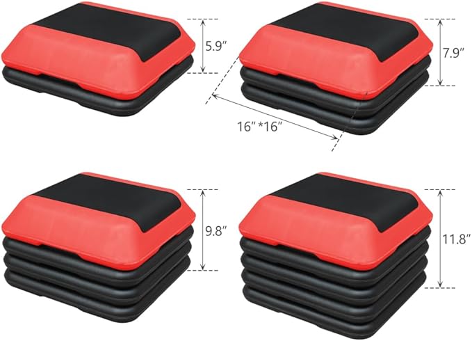 Adjustable Height Step Platform for Aerobics and Fitness Training with Non-Slip Surface