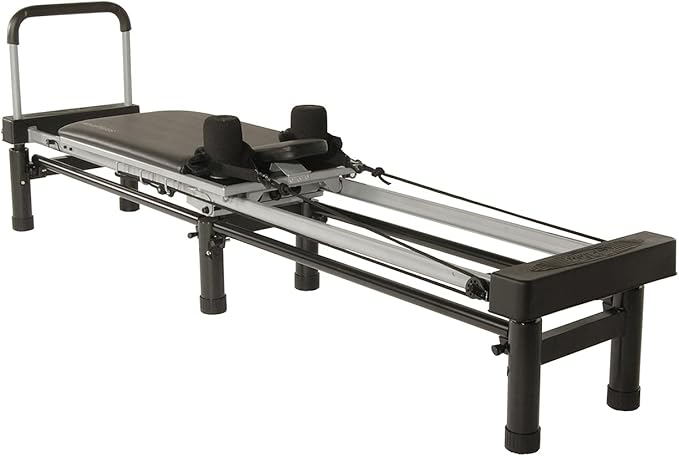 AeroPilates Reformer - Pilates Reformer Workout Machine for Home Gym - Cardio Fitness Rebounder- Up to 300 lbs Weight Capacity, Black