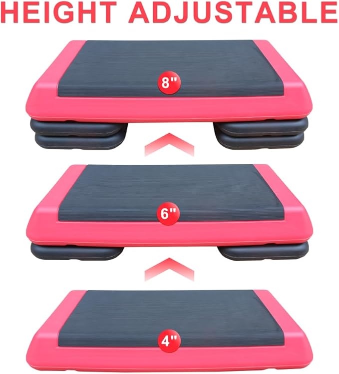 Adjustable Aerobic Step Platform with 4 Risers – Non-Slip Fitness Trainer for Home Workouts, Cardio & Strength Training