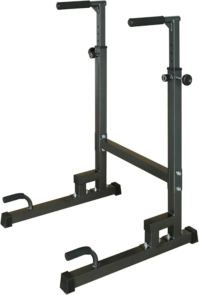 Generic Adjustable Dip Bars for Home, Pull Up Bar Dip Station, Strength Training Dip Stands with Bench, Black
