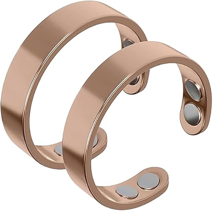 Stainless steel lymphatic magnetic therapy ring, adjustable fatigue relief sleep magnetic finger ring, open magnet unisex ring