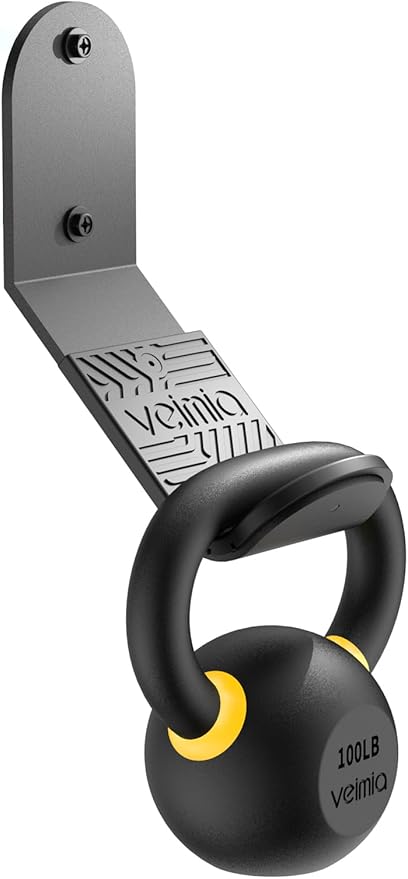 veimia Kettle Bell Wall Rack, Wall Mounted Kettle Bell Storage Hanger, Gym Storage Mount for many Size Kettlebell, Kettlebell Rack with rubber mat is choice for home or commercial gyms