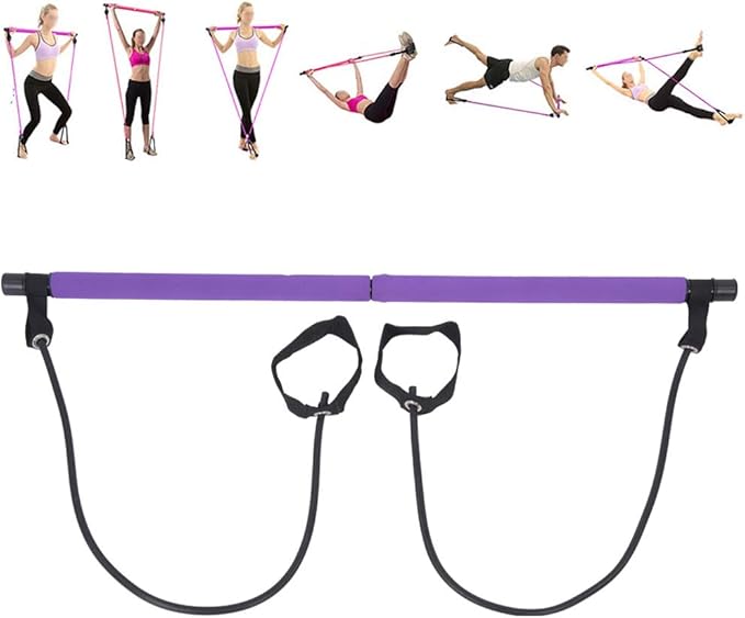 ZJchao Pilates Stick Yoga Band, Portable Fitness Sport Training Elastic Bands Exercise Fitness Equipment for Women & Men Home Gym Yoga Pilates