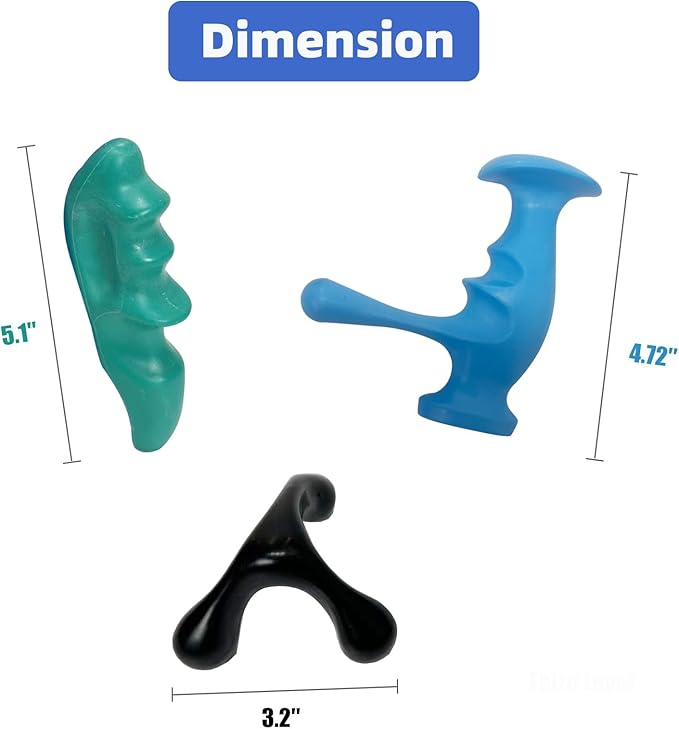 Manual Trigger Point Massage Tool & Thumb Saver, Include Thumb Shaped Massager & 3-Legged Massage Knobs, Handheld Self-Massage Tool for Full Body Deep Tissue, Muscle Pain, Knots & Stress Relief
