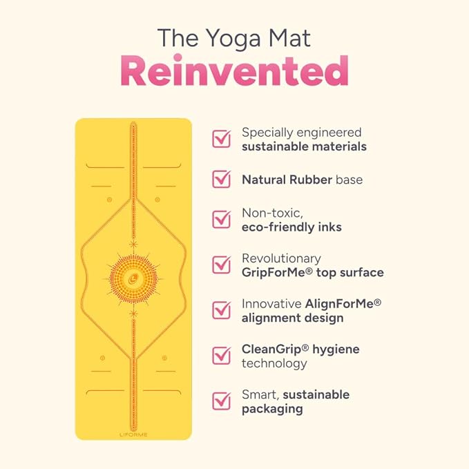 Liforme Printed Yoga Mat Collection - Free Yoga Bag Included - Patented Alignment System, Warrior-like Grip, Non-Slip, Eco-friendly, Sweat-resistant, Long, Wide and Thick for Comfort
