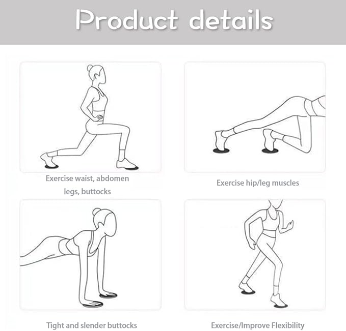 Exercise Sliders for Working Out Black Fitness Discs for Pilates Women Men, 2 Pack