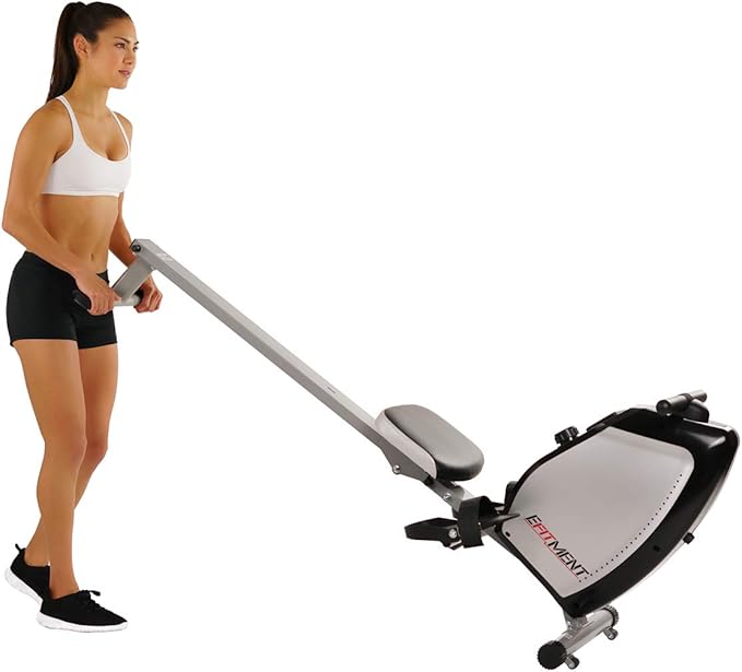 EFITMENT Magnetic Rowing Machine Rower for Home Exercise w/Digital Monitor, 250 LB Weight Capacity, 40 Inch Rail Length - RW025