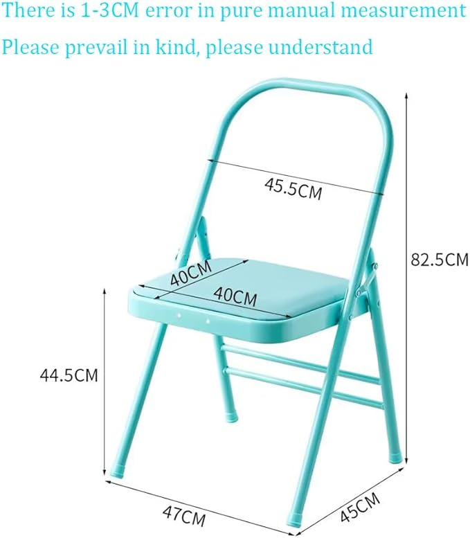 Pilates Yoga Chair,Professional Iyengar Auxiliary Chair,Hardened Thick Yoga Folding Chair,Solid Anti-Slip, Stable,Foldable and Portable Backless Chair,Blue-Yoga Chair (Without Waist Drag)