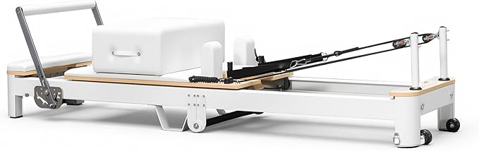Foldable Pilates Reformer & Equipment - Pilates Reformer Workout Machine for Home Gym with Reformer Accessories, Reformer Box, Padded Jump Board - Up to 300 lbs Weight Capacity