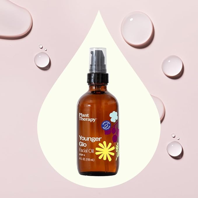 Plant Therapy Younger Glo Facial Oil 4 oz, Moisturizing Facial Oil for Dry Skin, Fine Lines, and Anti Aging