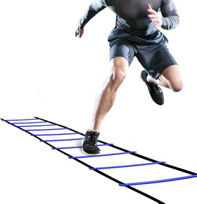 GHB Agility Ladder 1 Pack and Hex Agility Rings 1 Pack 12 Rung 20ft with 3 Carrying Bag