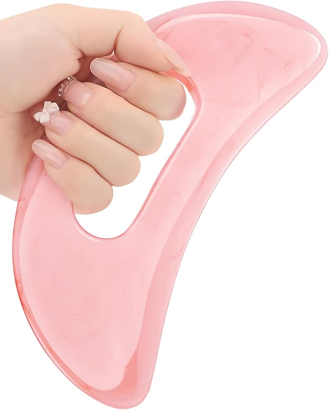 Large Gua Sha Massage Tool for Body Back,Lymphatic Drainage Anti Cellulite,Resin(Pink/7.1In)