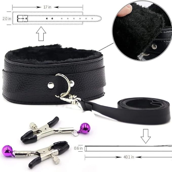 Fashion 10 Piece [Black] Leather Pilates Indoor Training Set, Fun Wrist and Hip Stretching Cosplay Accessories, Couple Gifts