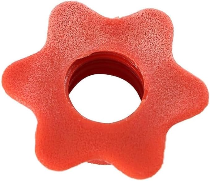 2Pcs Red Dumbbell Hex Nut 25mm Barbell Bar Hexagon Nuts Spin-Lock Collars for 1 Inch Standard Barbells Bar Collar Screw Exercise Collars Weights and Accessories Strength Training Equipment Weight Clip