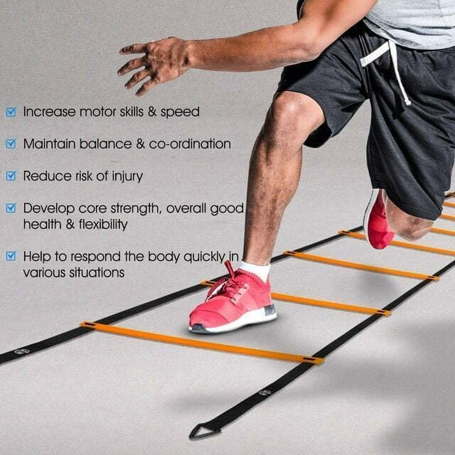 Yes4All Agility Ladder – Adjustable Speed & Agility Training Equipment for All Ages – Durable, Portable, Multiple Combo Sets Available