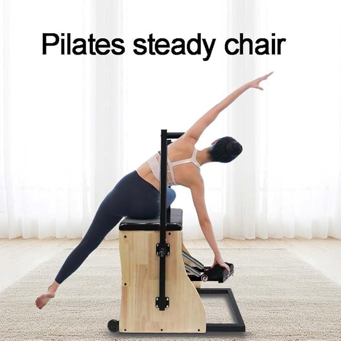 Pilates Stability Chair ,with Soft Padded Seat & Back, Adjustable Spring & Foldable Design - Home Gym Equipment for Full Body Strength, Balance & Core Training