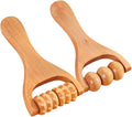 Healifty Wooden Foot Massager Roller Tool for Neck Shoulder Back and Legs - Compact Handheld Acupoint Massage Roller for Muscle Relief and Daily Use 2-Pack
